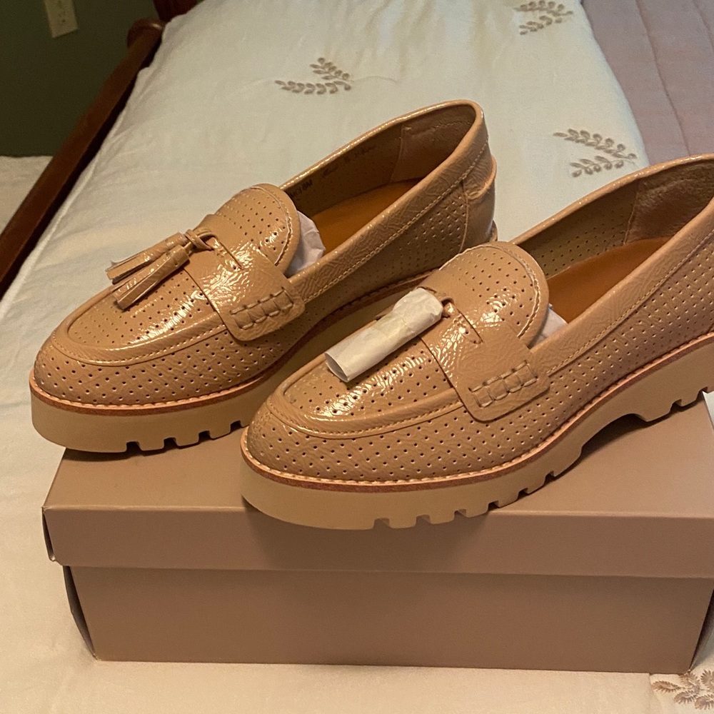 Donald J. Pliner Perforated Tan Loafers